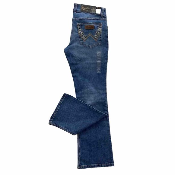Wrangler Ladies Jeans 13x32 Blue Retro Sadie Low Rise Medium Fade Denim Bootcut - Picture 2 of 13